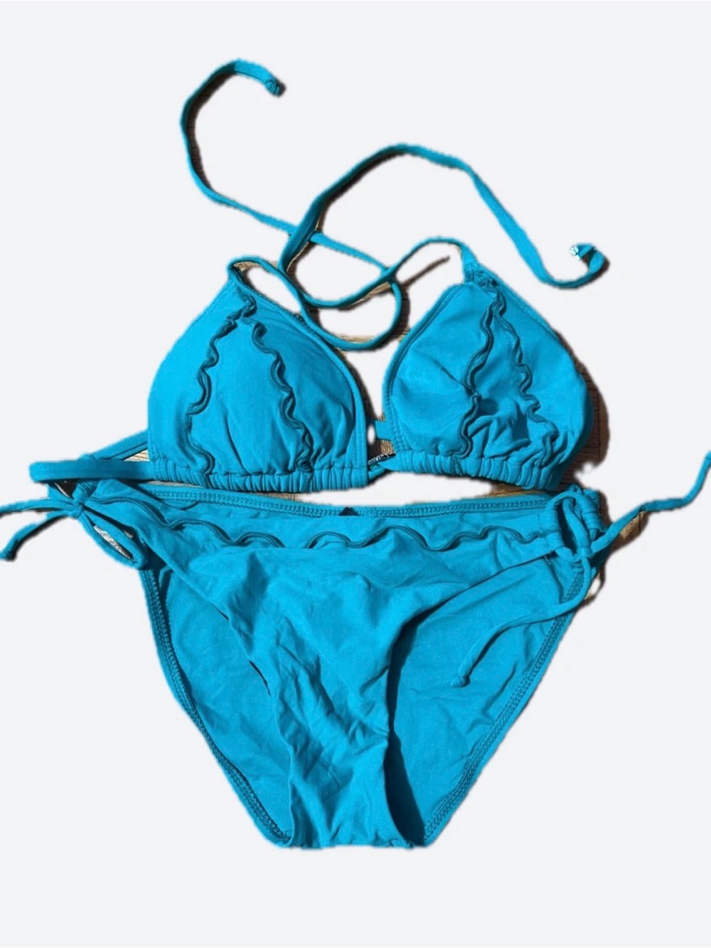Guess Green Ruffle Triangle Bikini Set